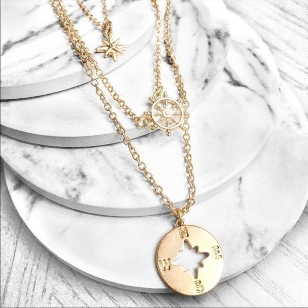 Beautiful Layered Gold Tone Necklace